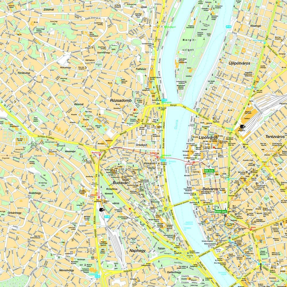 kat jeyografik nan budapest ak nan zòn ki antoure